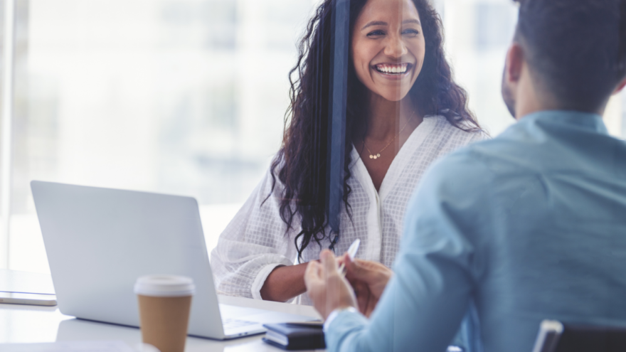Smiling woman in office